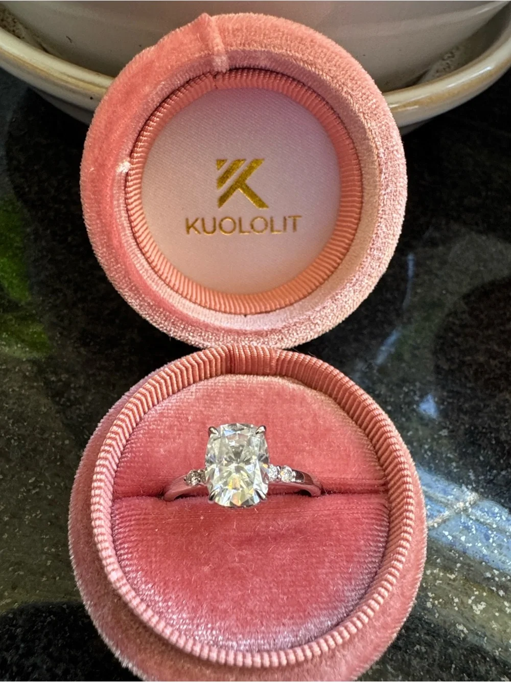 3 ct Kuololit Moissanite elongated cushion cut ring size 8 - Picture 9 of 14